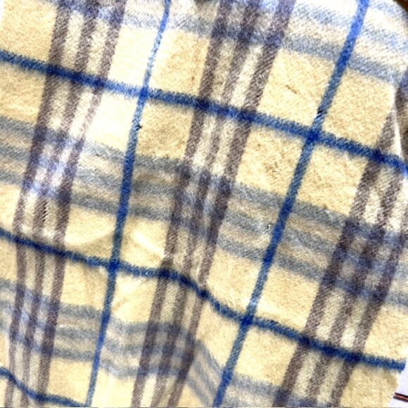 Burberry Of London Scarf 100% Cashmere Yellow blue gray Plaid Check 58"x12"(12 - Picture 8 of 11